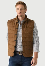 NEW JOHNNIE-O TOP SHELF TAN PICKENS QUILTED VEST JACKET SZ M