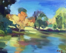 PDQ Artist Original Oil Painting Landscape Water Trees Impressionism Realism Art