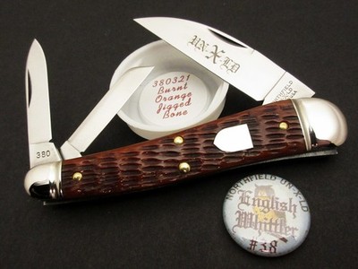 Great Eastern Cutlery 38 English Splitback Whittler Burnt Orange Jigged Bone GEC