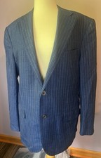 Corneliani Striped Blue Suit Jacket Italy Wool Silk Flax Italian 52 Drop 7 US 42