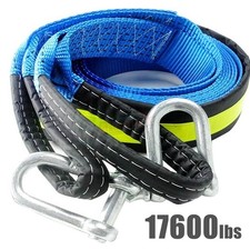 16 Heavy Duty Tow Strap Car Boat Trailer 17000lb Towing Recovery Rope Shackles