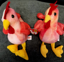 1996 Ty Beanie Baby lot DOODLE & STRUT  Rooster YARD BIRD  PVC & PE MINT