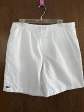 Pantalones Cortos Tenis Ligeros Lacoste Hombre Estampado Diamantado Cordón Blanco Talla L