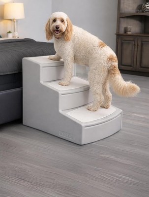 Pet Stairs Extra Wide 3 Step for Dogs Cats up to 200 Pounds Removable Washable