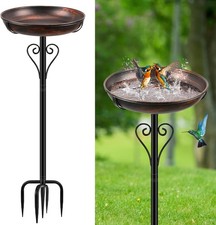 Metal Bird Bath for Outside, 5-Pronged Base, Vintage Bronze
