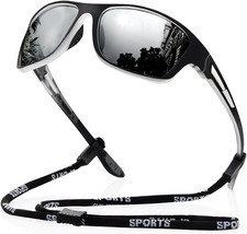 Polarized Sports Sunglasses for Men: UV400 Protection Glasses Wrap around Goggle