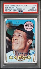 MAURY WILLS 2020 Topps Archives Signature AUTOGRAPH 1969 TOPPS 1/1 Dodgers Expos