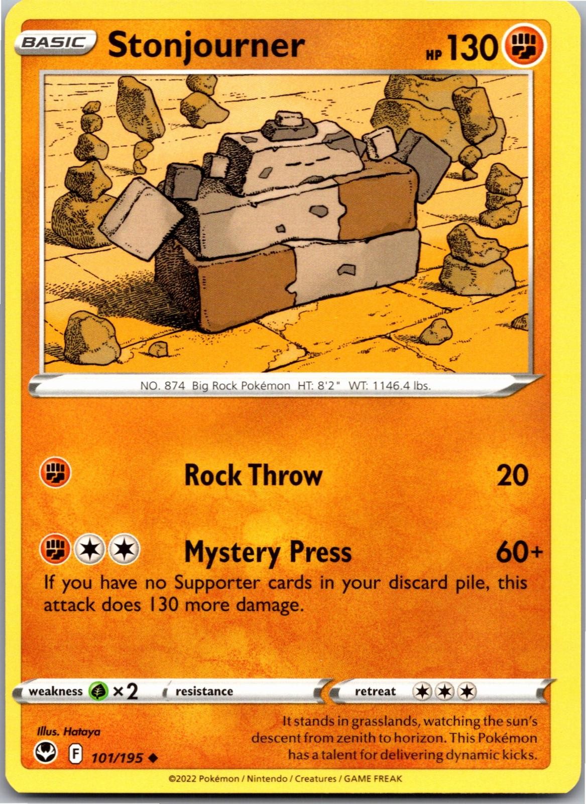 Stonjourner 101/195 Uncommon Silver Tempest Pokemon Near Mint