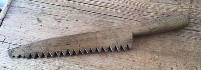 Antikes altes Holz Flachs Kupplungswerkzeug ERNTE Zahnsäge - 38 cm