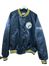 Vintage Pittsburgh Steelers Chalk Line Jacket 90s Satin Bomber Size XXL USA