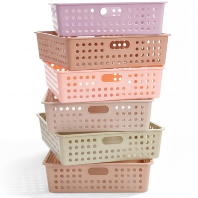 6 Pack Classroom Storage Baskets with Handle 14''x10'' Tray Holds A4 Turn in ...
