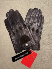 Grandoe Black Leather Driving Gloves, Large, Size 8.5, Unlined