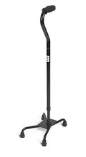 Medline Aluminum Quad Cane with Large Base, 300 lb. Weight Capacity, Black
