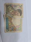 1943 France 5 Francs Banknote Banque de France WWII Era Split Note Vintage... — photo 6