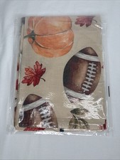 Fall Welcome Pumpkins Footballs Maple Leaves House Flag Large 28X40