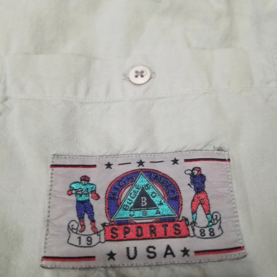 Camisa De Colección Años 90 Bugle Boy Para Hombres Azul Desteñida Bolsillo Abotonada Pequeña Foto 2 de 4