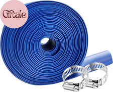 PVC HOSE 1-1/2" 100Ft, Pool Backwash Hose, Heavy Duty Reinforced Blue PVC Lay Fl