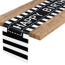 Happy Birthday Table Runnerd Table Decorations Stripe 12x72 Inches Black Stripe