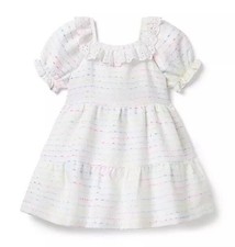 Janie And Jack Tweed Eyelet Trim Dress New With Tags Size 7