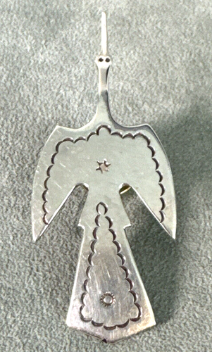 Vintage J M Peyote Bird Pin Brooch Tie Tac Hat Pin Sterling Silver Hand Stamped - Picture 5 of 11