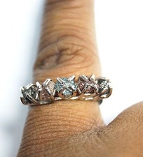 3.90 tcw Natural fancy color Raw rough diamond ring, 5 diamond ring, 925 silver