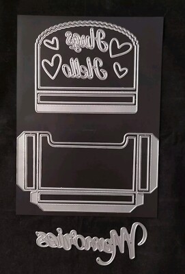 Embellishments Swapping Box w / Words and Layering Pieces Metal Cutting Die Set