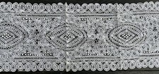 Vintage Metallic Silver Battenburg Lace Style Table Runner 16" X 72  