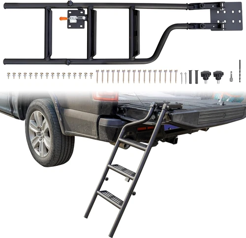 Universal 45" Foldable Pickup Truck Tailgate Ladder, Heavy Duty Folding Tailgate