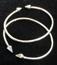 Pair Of Plain Head Handmade West Indian Sterling Silver Bangles - Baby Size