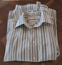 Pronto Uomo Non Iron Dress Shirt Mens Sz M Beige Pinstripe Long Sleeve Button