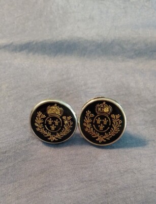 Heraldic Shield Black Post Earrings