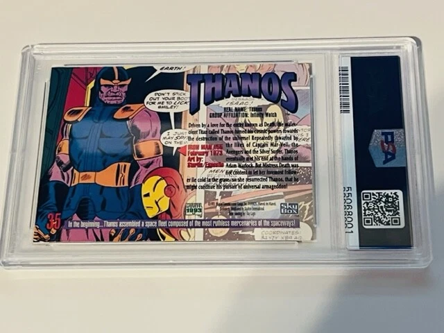 Marvel Masterpieces Tarjeta de Cómic Sky Box 1993 PSA 9 COMO NUEVO Guante Thanos Avengers #35 Foto 3 de 3