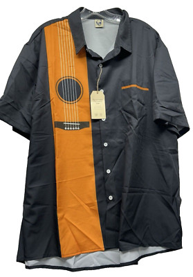 Hawalili Men's Polyester Aloha Flow Guitar 2XL Button Up Shirt NEW (E6)