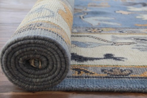 Blue Turkish Oushak Cotemporary Hand-Knotted wool Rugs to decor living room rugs - Picture 4 of 11
