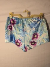 Sexy Silky Pajamas Shorts Bottoms Blue Floral Sweet Womens Medium  M