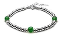 Bracciale argento 925 pepite stile Dodo pietra Agata Verde regalo donna  uomo