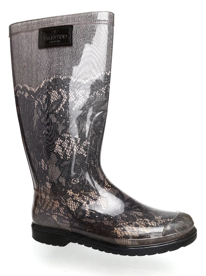 Valentino Garavani Bota de Lluvia Estampado de Encaje Gris Mujer Talla 37 EUR Z23111 * Foto 4 de 4