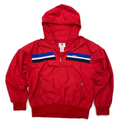 Vintage Descente Mens Large Red Pullover Anorak Jacket