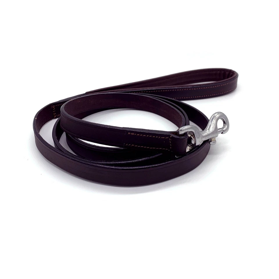 Correa de cuero para perro de 6 pies con mango acolchado brida de grano completo de cuero de 3/4" de ancho Foto 3 de 4