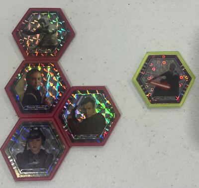 5 Star Wars Galactic Connexions Discs, Series 1 Ultra Rare Red Green Obi-Wan