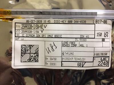 25AA320-I/SN MICROCHIP IC EEPROM 32KBIT SPI 1MHZ 8SOIC ROHS 10 PIECES
