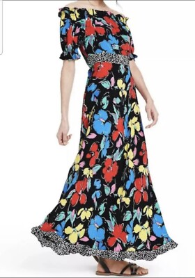 RIXO X Target Black Floral Off the Shoulder Puff Sleeve Maxi Dress Women's  6 NWT | eBay