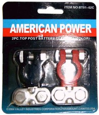 2pc Top Mount Battery Post Set, Black  Red