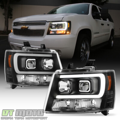 Blk 2007-2014 Chevy Suburban Tahoe Avalanche OPTIC DRL LED Projector