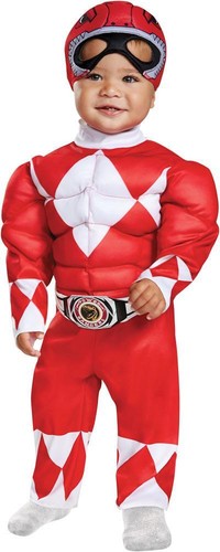 BOYS RED POWER RANGER MUSCLE HALLOWEEN COSTUME DG67368M - Picture 2 of 2