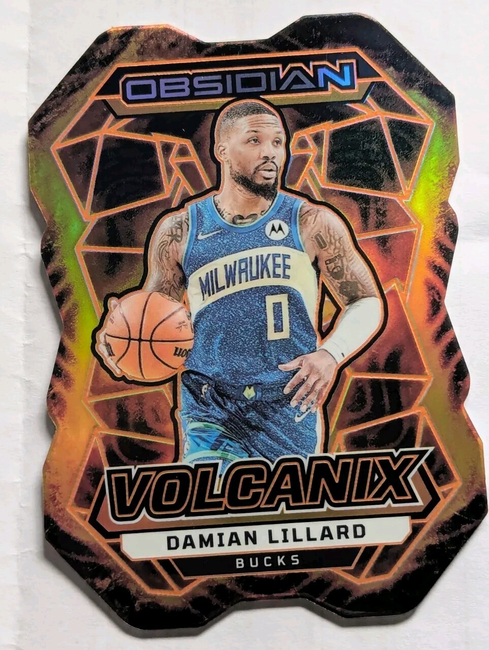 2023-24 Panini Obsidian Damian Lillard VOLCANIX Die Cut SSP Case Hit Bucks RARE