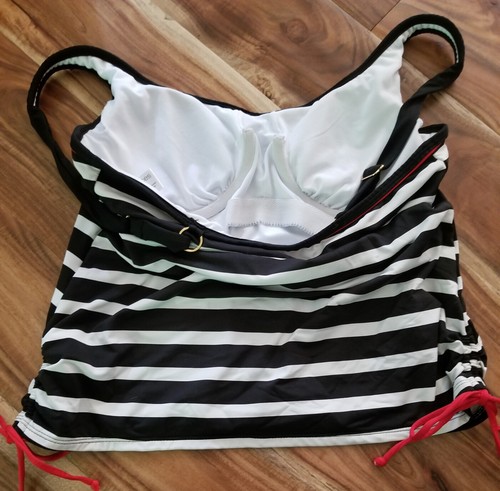 Maurices M Raya blanca negra Ruched 2pc UW Tankini Traje de baño EUC - Imagen 2 de 3