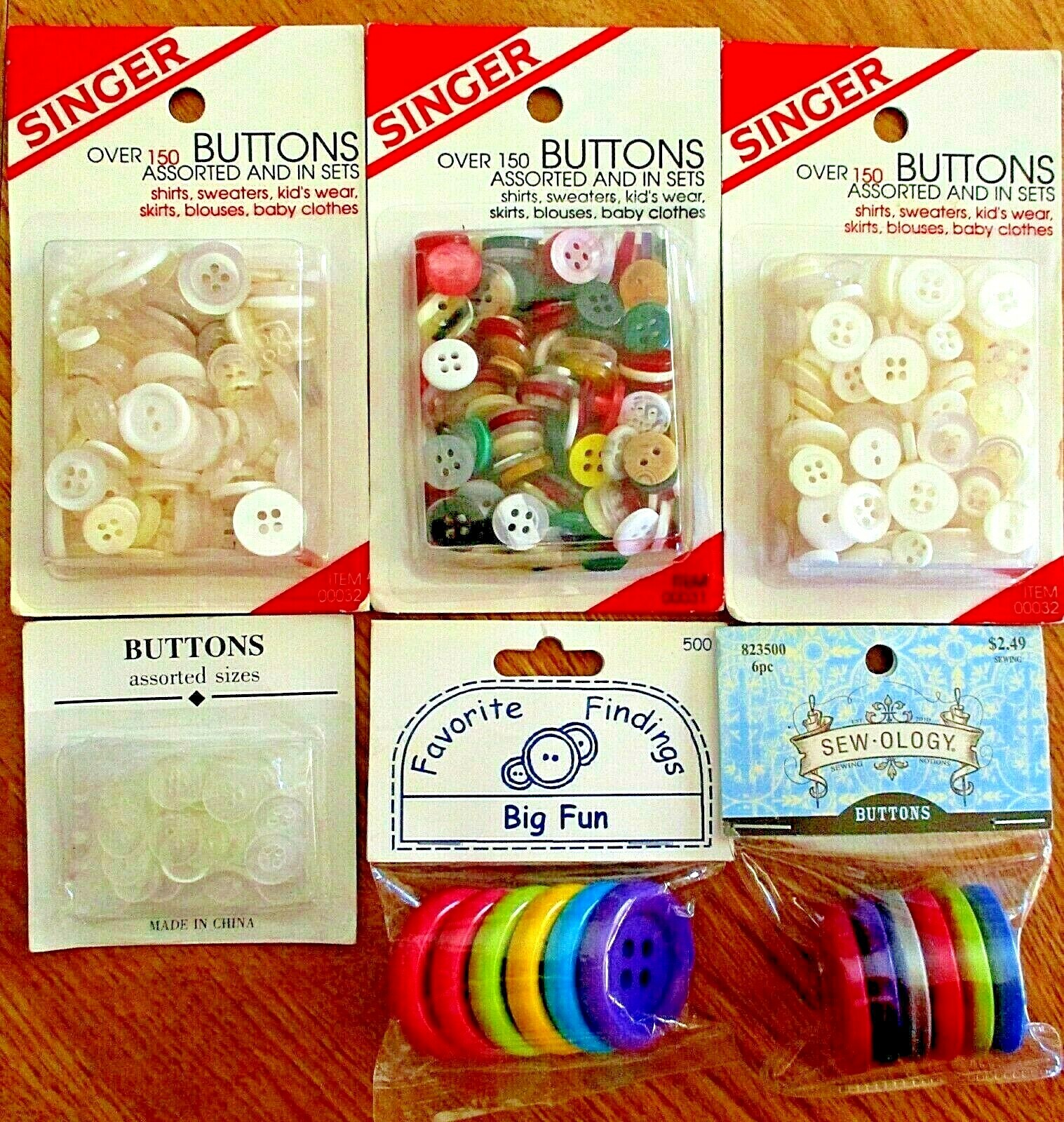 LOT 6 NEW PkgsSEWING CRAFT BUTTONSPearlescentWhiteColors(Singer