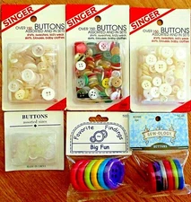 SEWING CRAFT BUTTONS~Pearlescent~White~Colors~(Singer, Sew-Ology)~Lot 6 NEW Pkgs