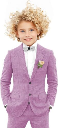 Boy Summer Lightweight Linen Suit Set Blazer Pants Cute Stylish for Wedding Ring - Picture 11 of 36